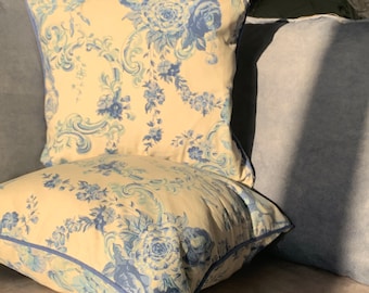 Vtg Laura Ashley dos almohadas de plumas reales/Laura Ashley tela floral's/