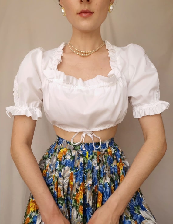 Vintage cropped blouse puffy sleeves/traditional A