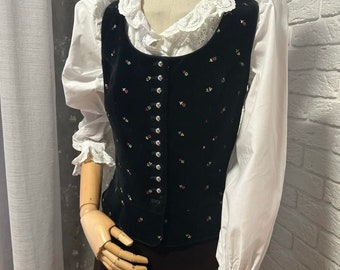 Vintage vest embroidered velour/Austrian velvet vest