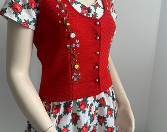 vintage vest embroidered dirndl tracht /Austrian vest wool