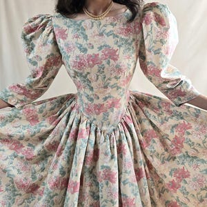 Victorian dress ballgown puffy sleeves dress Edwardian dress prairie dress pink vintage ballgown 80s dress princess dress puffy sleeves