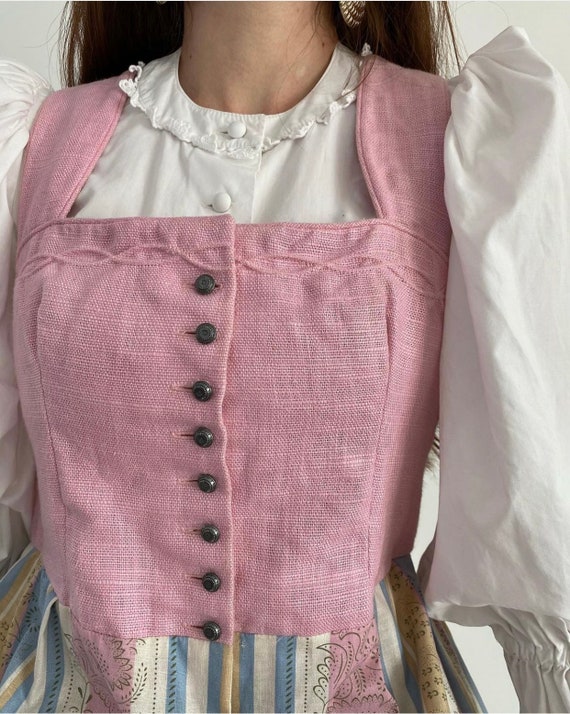 Traditional Austrian dress striped pale pink full… - image 7