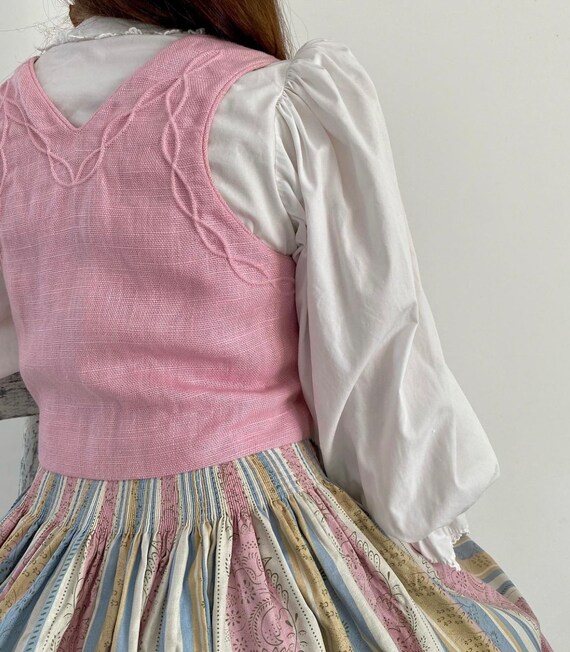 Traditional Austrian dress striped pale pink full… - image 3