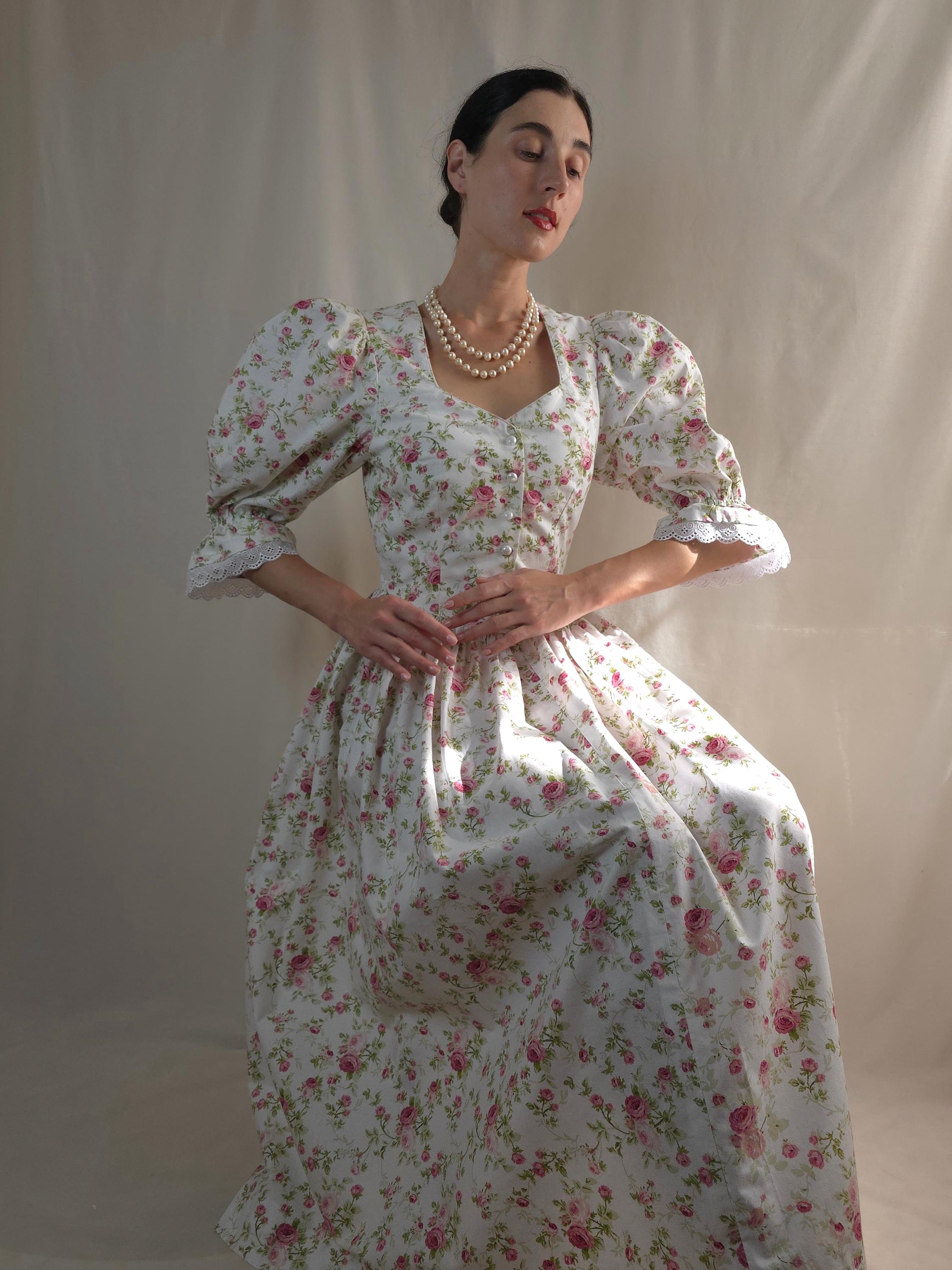 old fashioned puff sleeve dress Whismical Puff Sleeves Nymph Dress L (Length- 52 inches/ 133 cm) I Retro Fairy