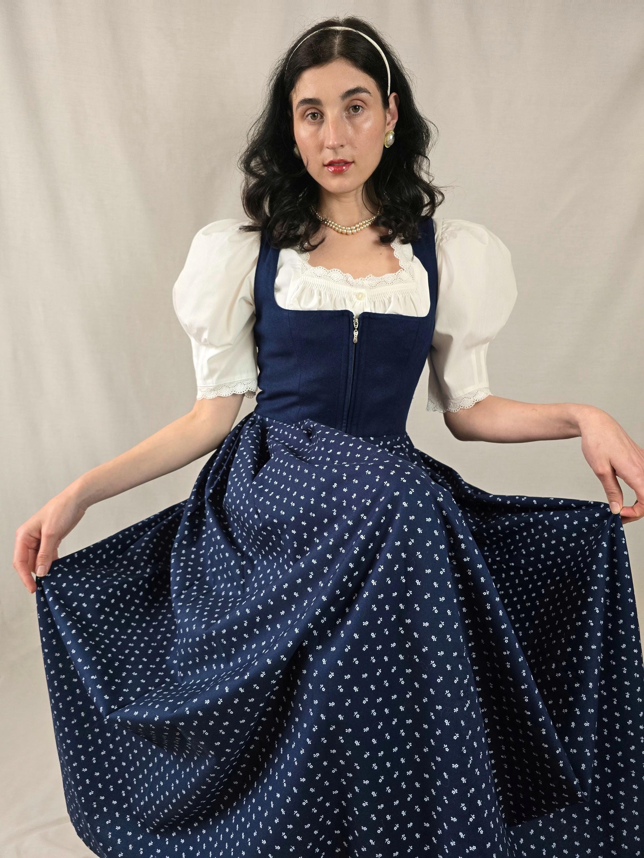 Robe dirndl bleu marine robe bavaroise sans manches tracht