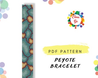Leopard Print Peyote bead pattern for bracelet - Leopard pattern, wild animal, big cat bracelet, miyuki beads 11/0 - PDF instant download