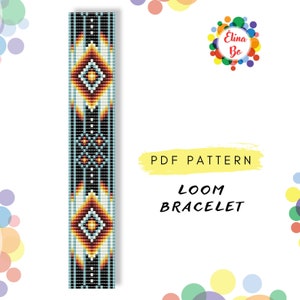 Western Style Loom bead pattern for bracelet - native inspired, aztec easy loomed, cowboy pattern, miyuki beads 11/0 - PDF instant download