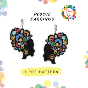 Pattern Peyote Face head of an African American woman in a turban bead pattern for earrings or brooch pin, miyuki beads 11/0 - PDF
