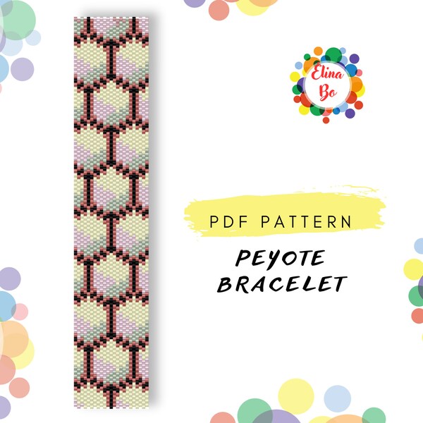 Summer Peyote Honeycomb Pattern - Odd Number Bracelet Pattern Peyote Bead Pattern Miyuki Delica Cuff size 11/0 PDF