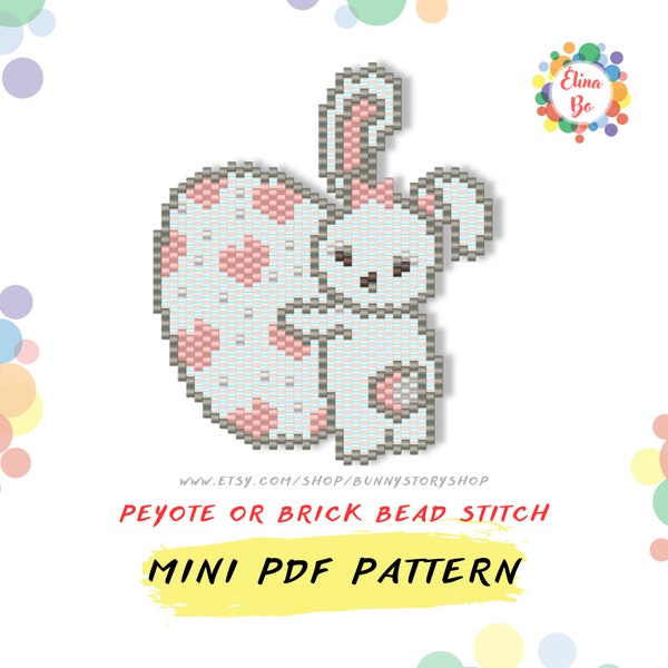 Easter bunny and egg brooch, pendant decor Brick Stitch and Peyote Stitch PDF pattern for miyuki 11/0 seed beads - Instant PDF Download