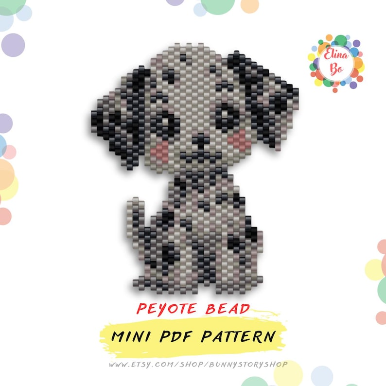 Black and White Dog, Beaded Peyote Pattern for Earrings or Brooch Pin ...