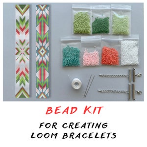Native Bead Kit for creating 2 Loom Bracelets - Jewelry making KIT, beadwork looming pattern, DIY Make your bracelet, Simple gift idea