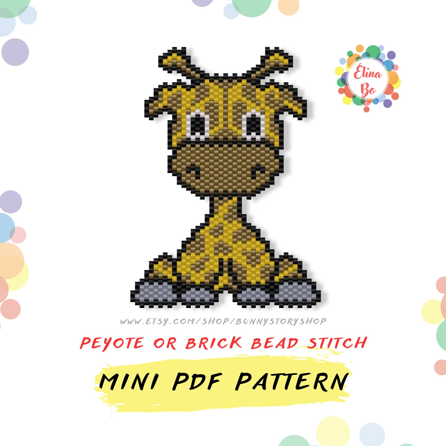 Giraffe is a Cute Animal Bead Pattern for Earrings or Brooch Pin ...