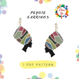 Pattern Peyote Face head of an African American woman in a turban bead pattern for earrings or brooch pin, miyuki beads 11/0 - PDF
