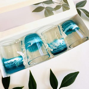 Handcrafted Resin Ocean Scene Shot Glass: Coastal Barware Beach House Party Favors image 1