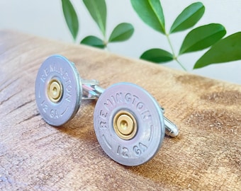 Silver & Gold 12 Gauge Shotgun Shell Cufflinks Wedding Groomsmen Gifts Fathers Day Rifle Anniversary Birthday Formal Wear