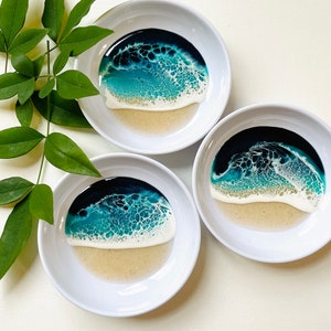 Ocean Resin Ring Dish: Coastal Melamine Jewelry Holder