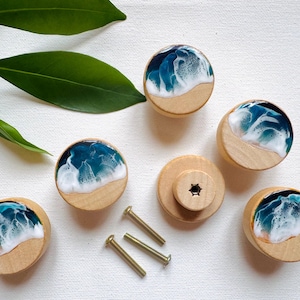 Ocean Wave Drawer Knob Pull Coastal Decor Dresser Handles Furniture Nursery Kitchen Home Decor