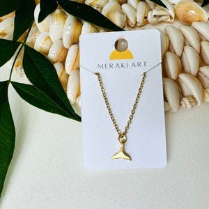 Gold Whale Tail Necklace Coastal Jewelry Minimalist Dainty