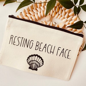 Resting Beach Face [Small canvas bag with zipper] Gifts for Her Gifts for Him Beach Lover