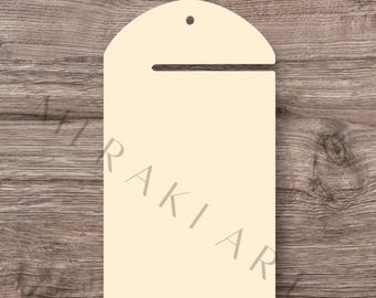 May include: A cream-colored, die-cut tag with a rounded top and a slot near the top. The tag has a small hole at the top for hanging. The words "INSTANT DOWNLOAD" are at the top. The tag is blank, ready for customization.