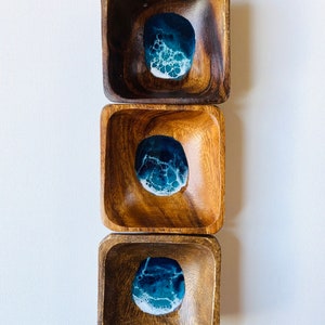 Acacia Wood [Ocean Scene] Ring Dish [Square] Engagement Gift Gifts for Her Gifts for Him Home Decor Christmas Gift