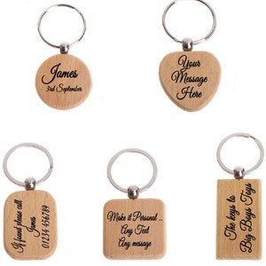 Gepersonaliseerde gegraveerde houten sleutelhanger sleutelhanger