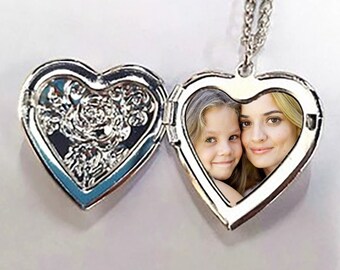 Personalised Silver Heart Photo Locket & Necklace