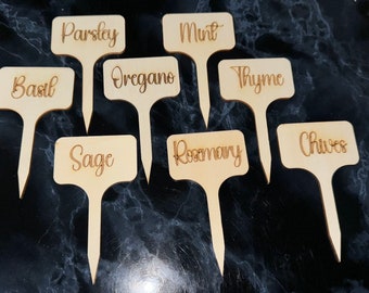 Wooden Herb Plant Labels / Markers, Set of 8