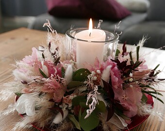 Strahlender Tischkranz aus Trockenblumen I Deko I Boho I haltbar für die Ewigkeit I Natur I Driedflowers I Geschenke I Tischgesteck