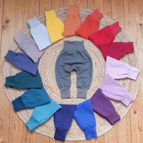 Pumphose aus Bio Sweat, Mitwachshose, bunte Farben uni, Kuschelsweat, Winter und Frühling, Baby und Kinder