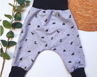 Pump pants French Terry, gray, small dinosaurs, growing pants, spring, summer sweat, baby and children