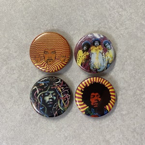 Jimi Hendrix 1.25&quot; (32mm) Pin or Magnet Set
