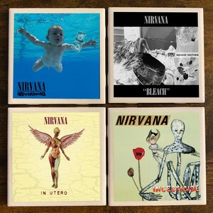 Dessous de verre en céramique pour albums classiques NIrvana - Lot de 4