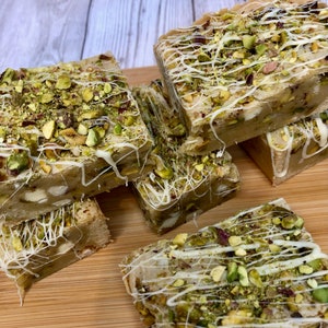 Pistachio & White Chocolate Fully Loaded Chunky Blondies Homemade Treat Box NOT Letterbox