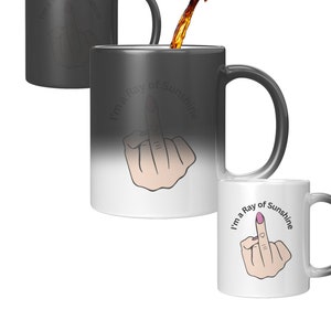 Color change middle finger coffee mug, Gift for crabby  Wife,  Humorous Coffee Mug, Collectible mugs, Magic Mug, Middle Finger Mug