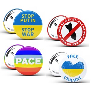 4 Pins NO WAR No a la guerra Stop War force Ukraine Ukraine flag Russia Putin PEACE Broches Free Ukraine Free Stop Putin