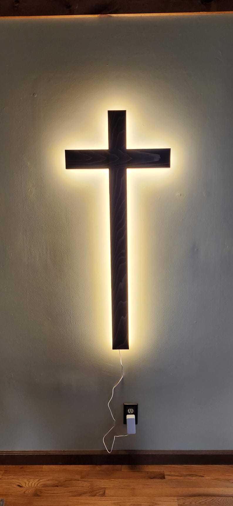 4' Backlit Wood Cross Easter Christian Wood Cross LED Backlighted ...