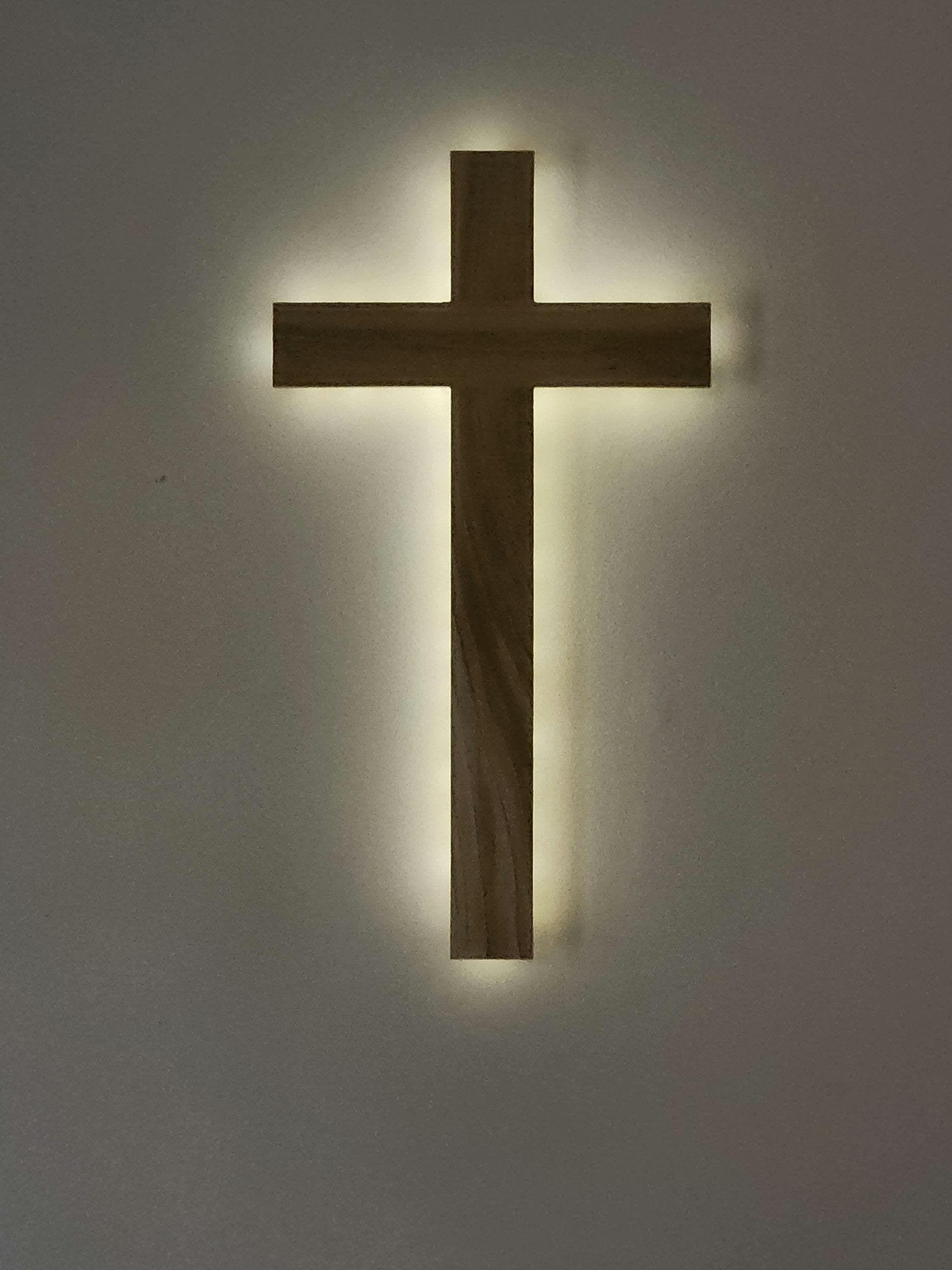 4' Backlit Wood Cross Easter Christian Wood Cross LED Backlighted ...