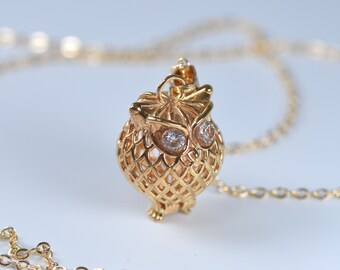 Gold Owl Pendant - Etsy UK