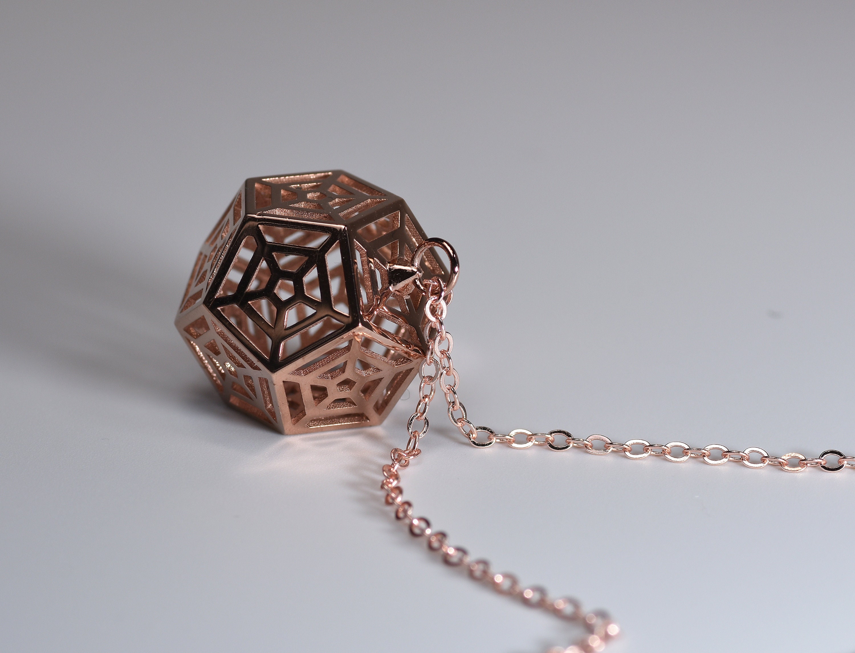 Dodecahedron Dice Pendant Necklace Rose Gold Plated With 20 & Etsy UK