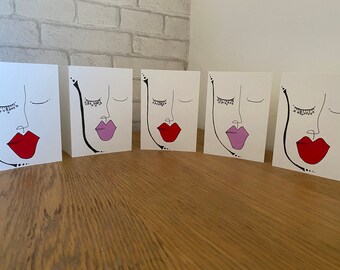 Handrawn Abstract Face Blank Notelets