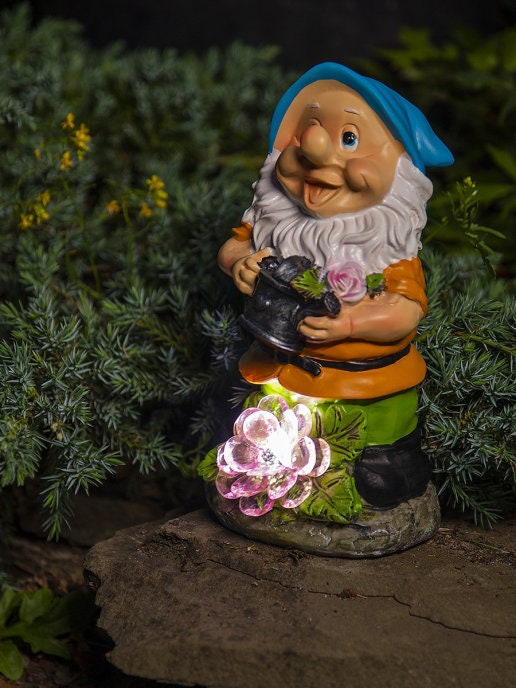 Garden Outdoor Gnome Solar Powered Garden Dwarf Decor Yard | Etsy