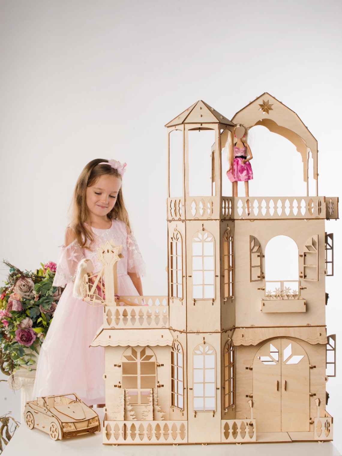 Large Doll House 44335145 inches Big Dollhouse Wooden Etsy