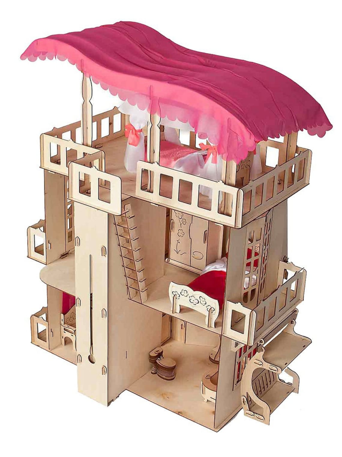 Large Doll House 40132205 inches Big Dollhouse Wooden Etsy