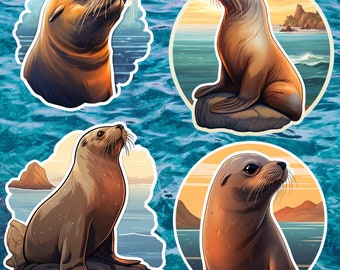 Sea Lion Set vinyl Sticker set | Sea Lion Stickers | Ocean Stickers