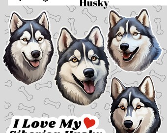 Foglio adesivi Siberian Husky /Regali per gli amanti del Siberian Husky Cancelleria Siberian Husky / Idee regalo per il proprietario dell'animale domestico / Pianificatore di cuccioli