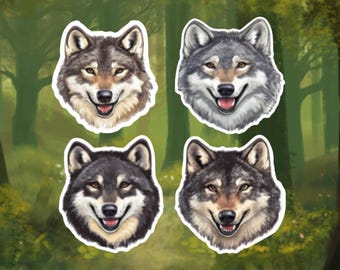 Paquete de pegatinas de lobos / Juego de 4 pegatinas de lobos para exteriores para amantes de la naturaleza y aventureros