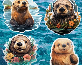 Zeeotter vinylstickerset | Zeeotter-stickerset | Oceaanstickers