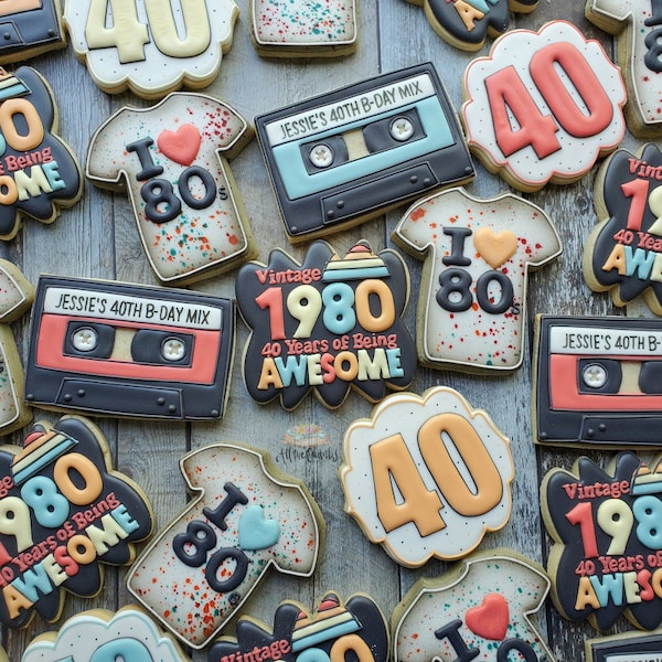 Vintage 40th Birthday Cookies